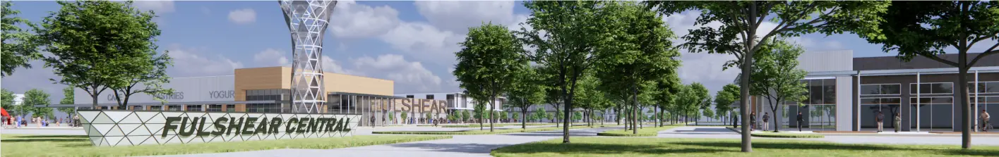 Fulshear Central entrance and retail frontage