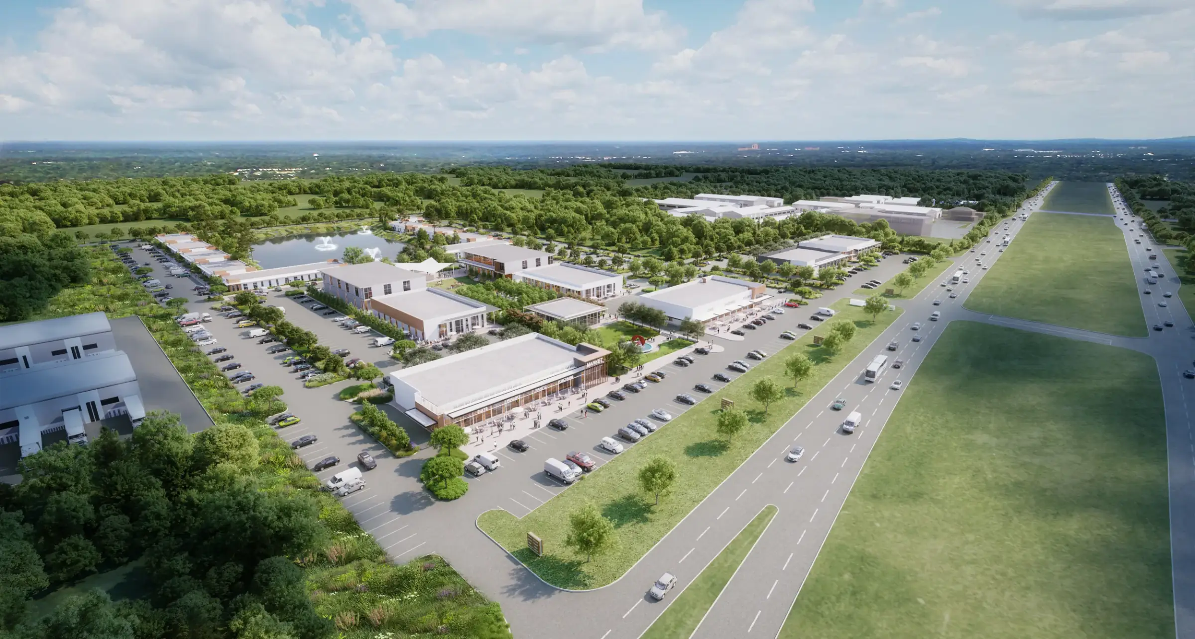 Aerial rendering of Fulshear Central along FM 1093
